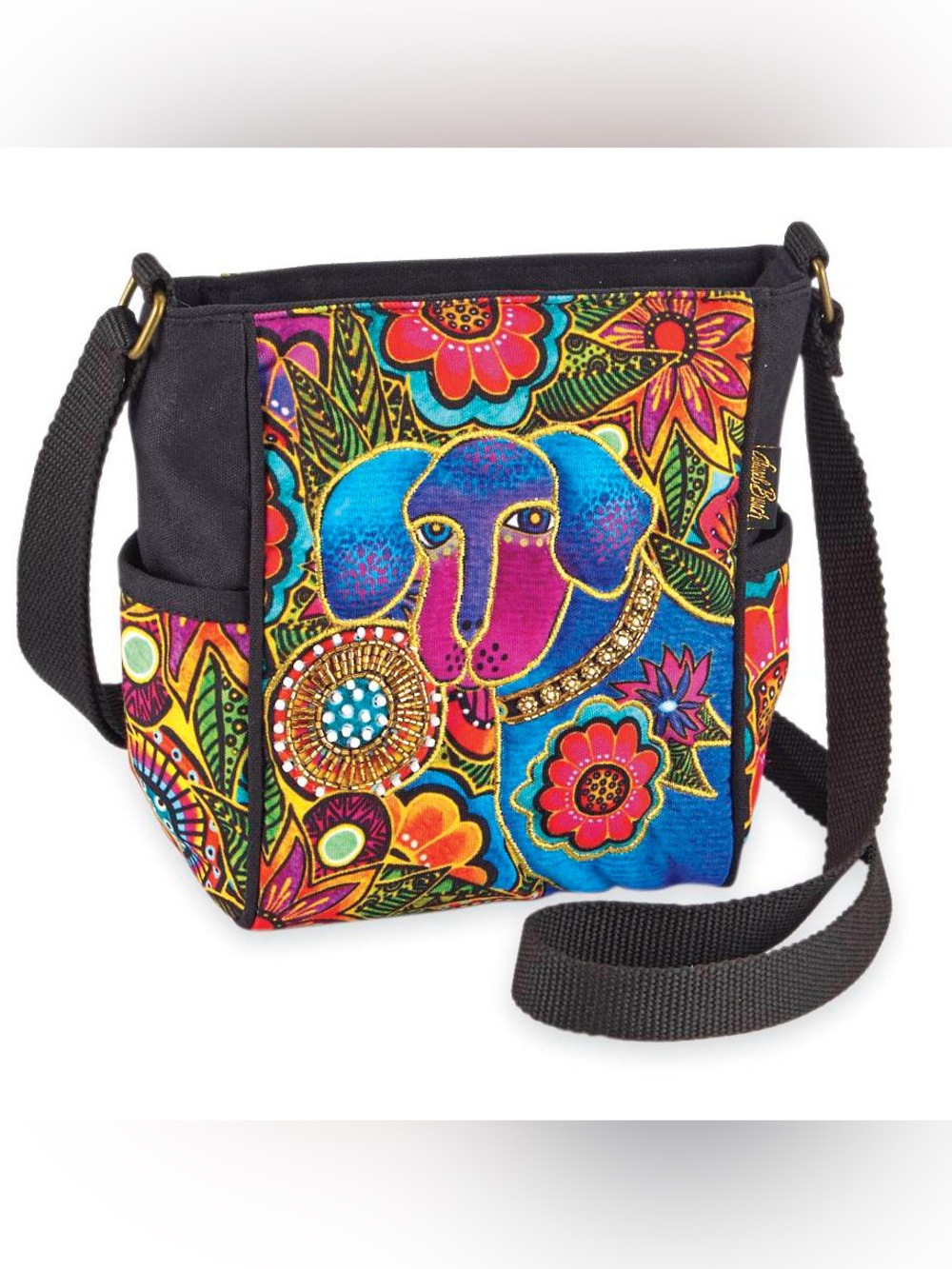 NWOT! Laurel Burch Astra Bleu Pup Crossbody Bag